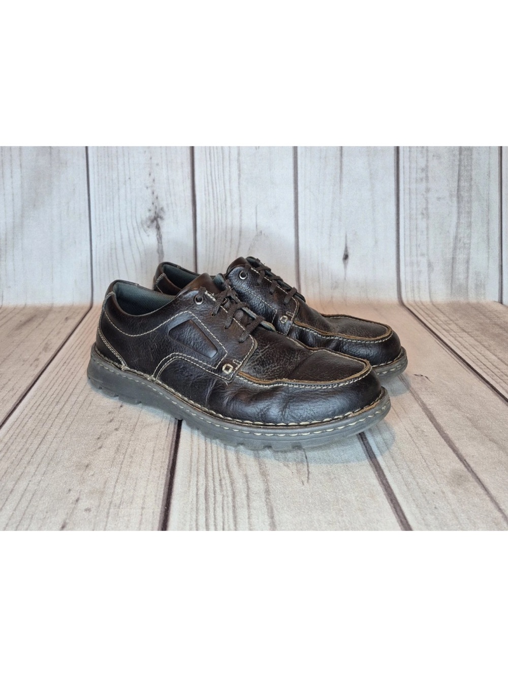 Clarks Men's Size 12M Brown Leather Boat Style Casual Oxford Shoes